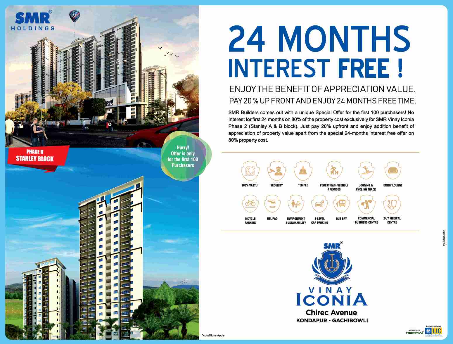 Get 24 months interest free at SMR Vinay Iconia in Hyderabad Update